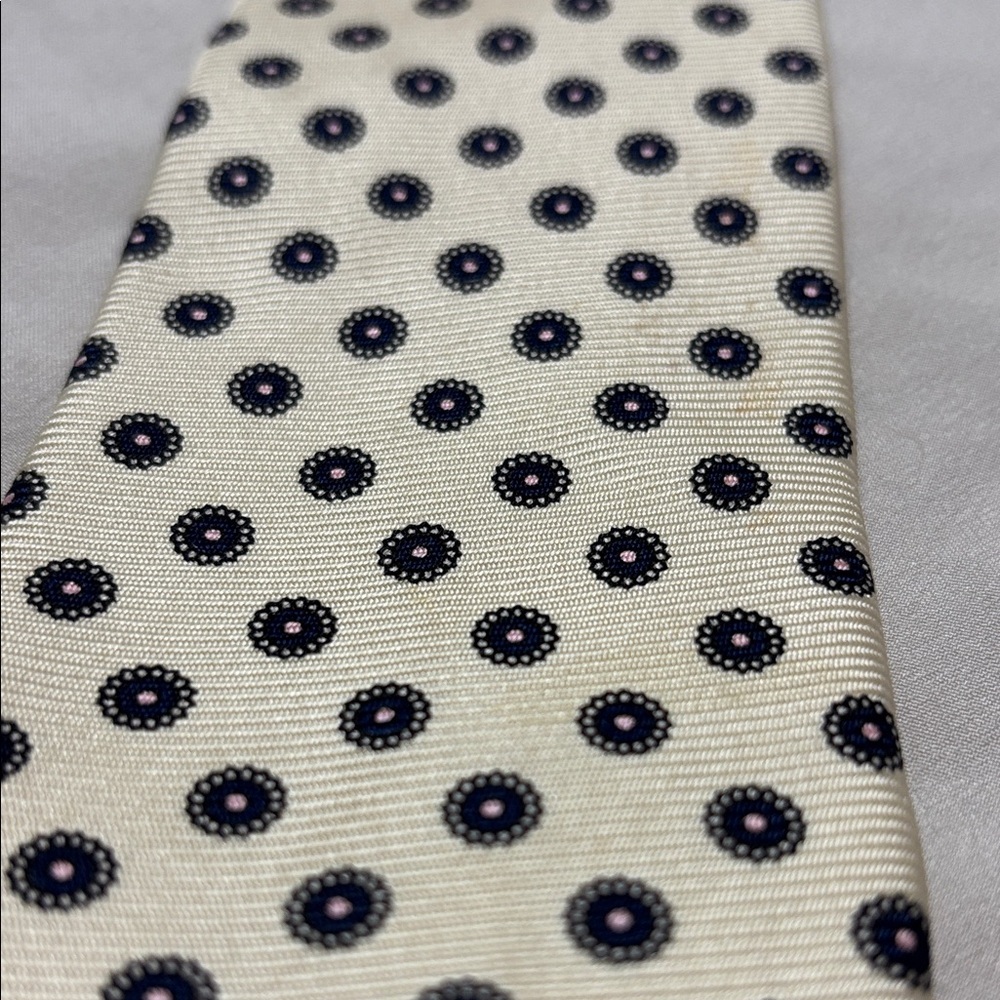 Polka Dot Silk Tie - Cream and Black - Picture 5 of 7